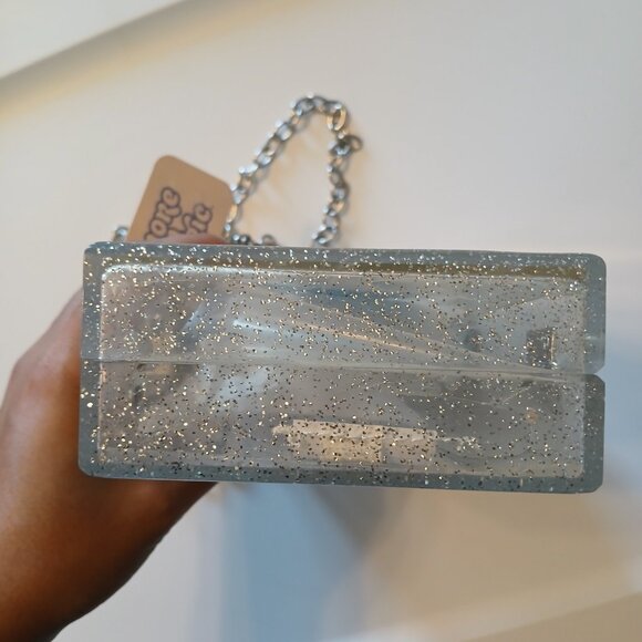 More Than Magic Star Acrylic Purse White Blue Silver Chain Convertible 7" x 4" - Picture 12 of 13